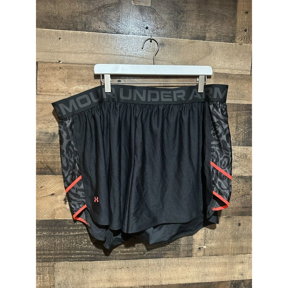 Under Armour 3X Loose Plus Size Womens Black Orange Shorts US Animal Print